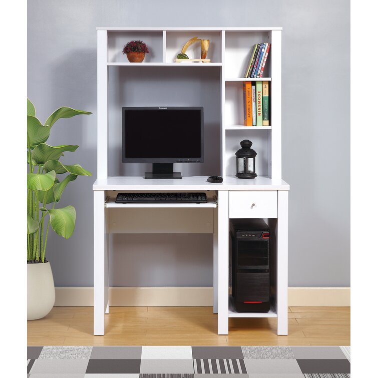 Small computer desk with store hutch and drawers